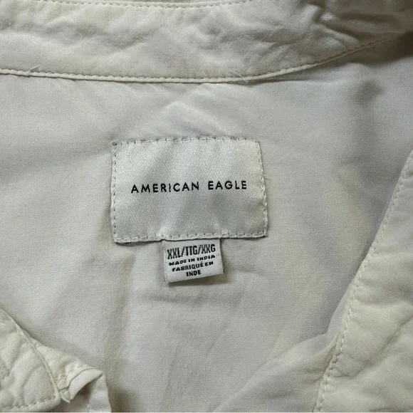 Women's American‎ Eagle Cream Button Down Shirt XXL Long Sleeve Casual - Picture 3 of 9